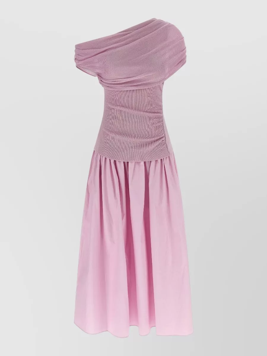 Self-Portrait Draped knit off-shoulder midi dress