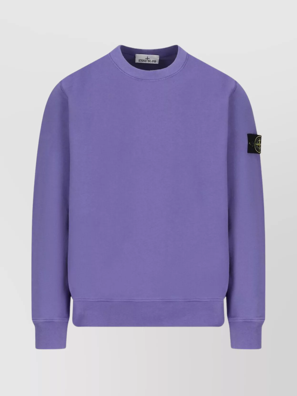 Shop Stone Island Ribbed Crewneck Sweater With Hem Detail In Purple