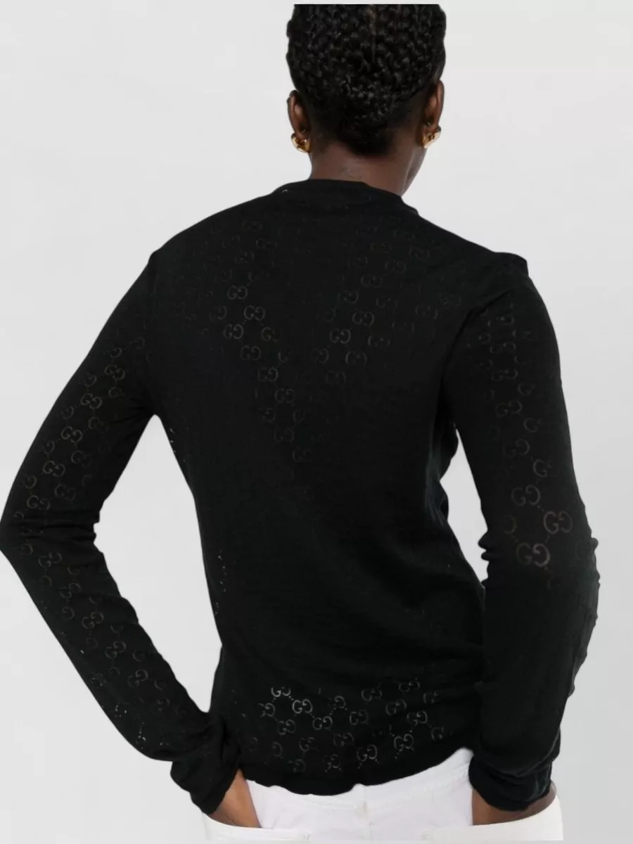 Gucci Fine-Knit Gg-Motif Crew-Neck Long-Sleeve T-Shirt