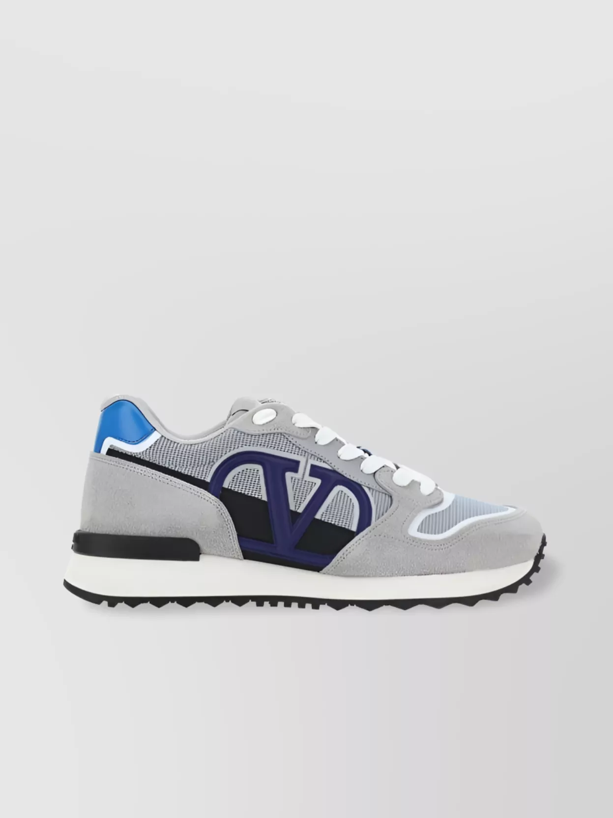 Shop Valentino Structured Color-block Sneakers With Reinforced Heel In Grey