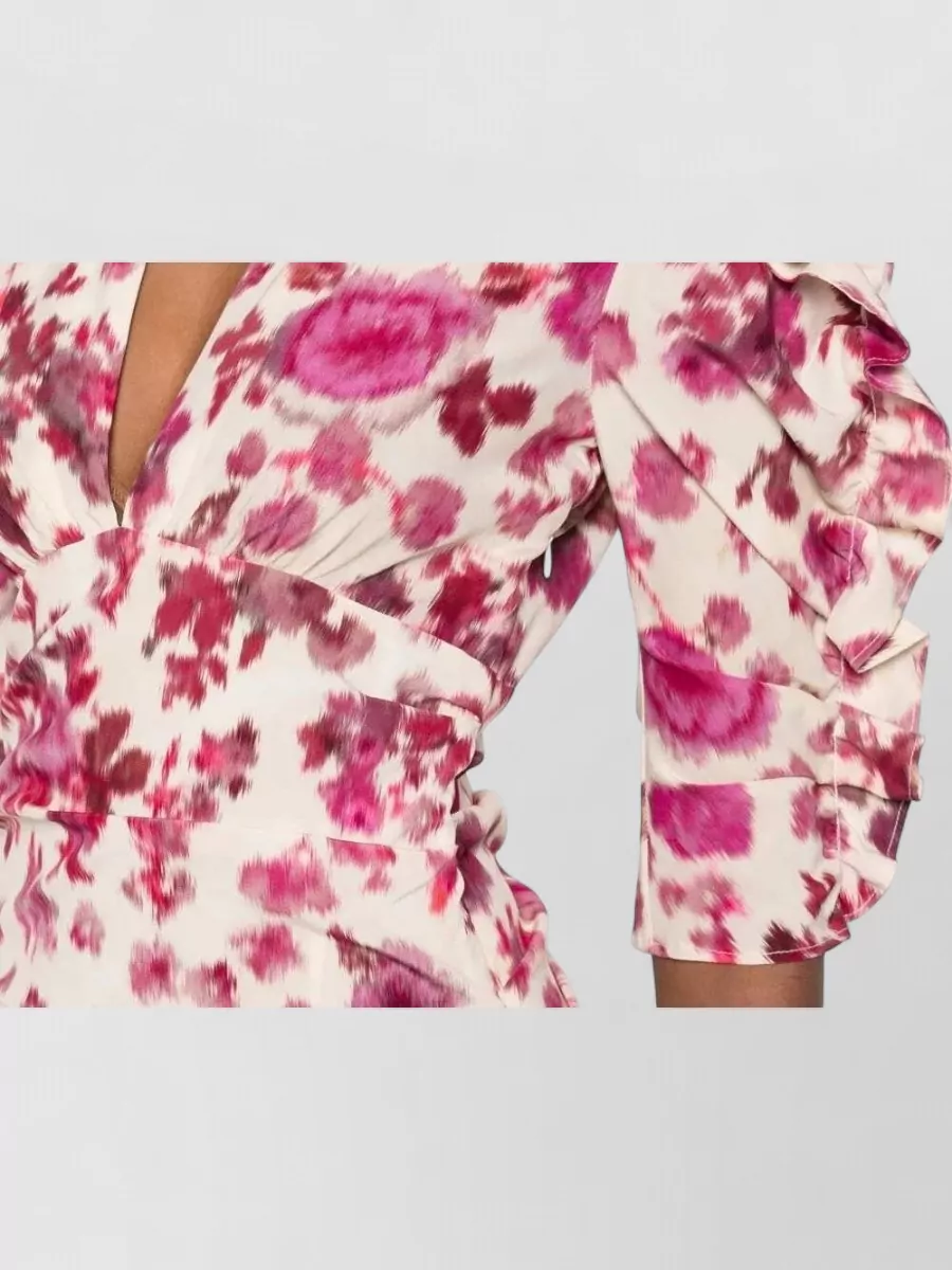 Isabel Marant Floral Draped Dress Fitted Waist V Neckline