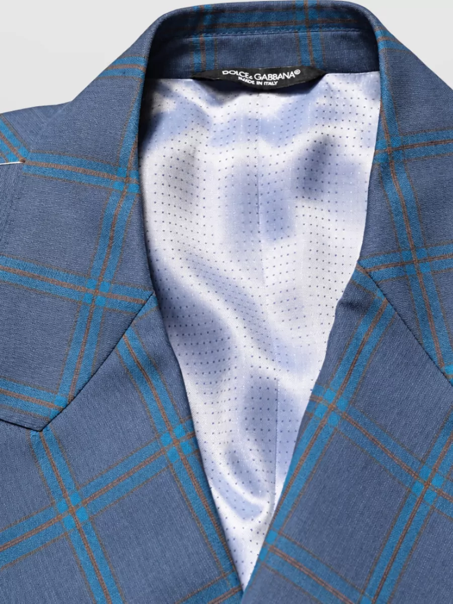 Dolce&Gabbana Virgin Wool Checked Double-Breasted Suit Jacket