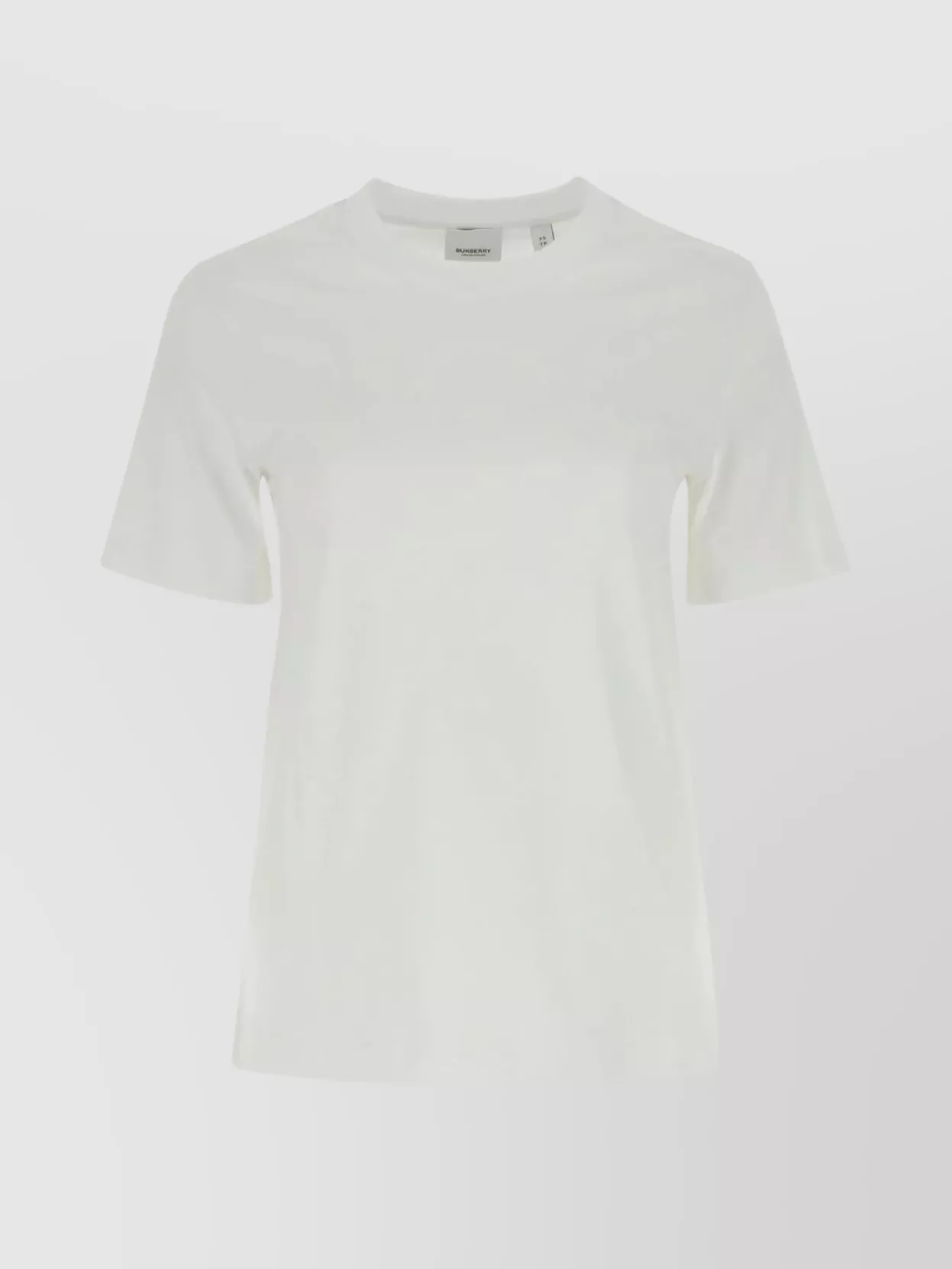 Shop Burberry Ribbed Crew-neck Cotton T-shirt With Short Sleeves In Pastel