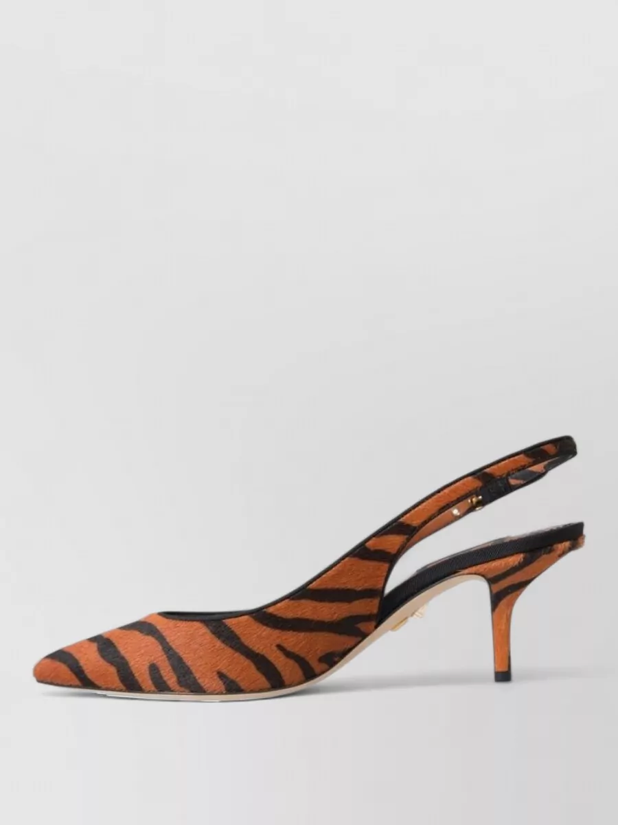 Dolce&Gabbana Calf Hair Leather Zebra-Print Slingback Sandals