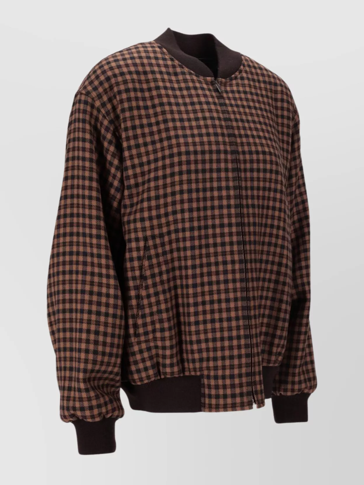 Saint Laurent Checked Pattern Loose Zip Jacket