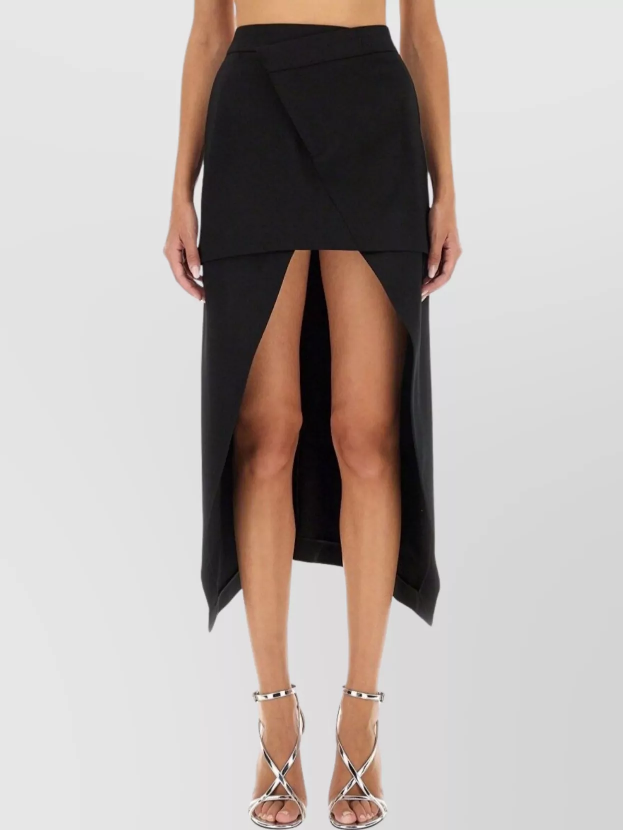 Shop Alexander Mcqueen Asymmetric Hem High Slit Skirt