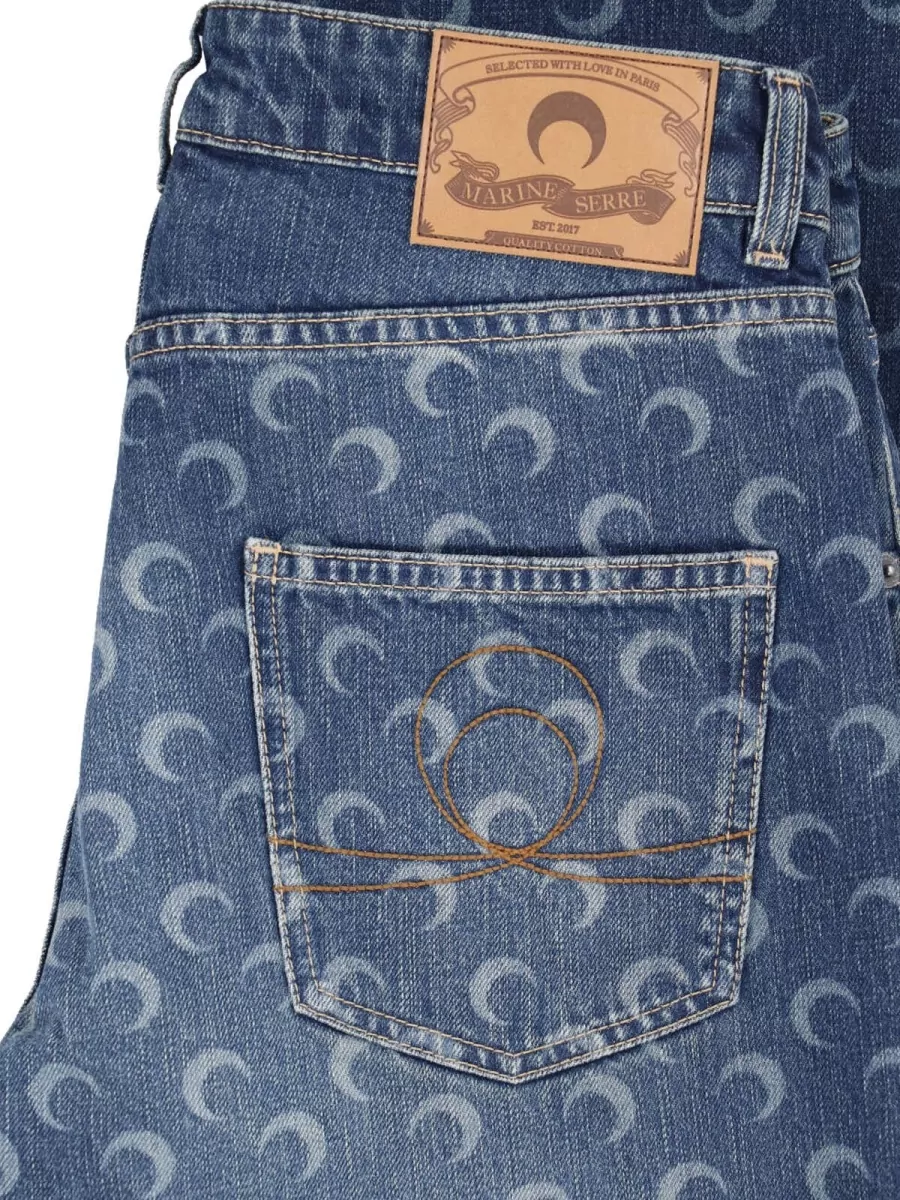 Marine Serre Straight-Leg Denim Jeans