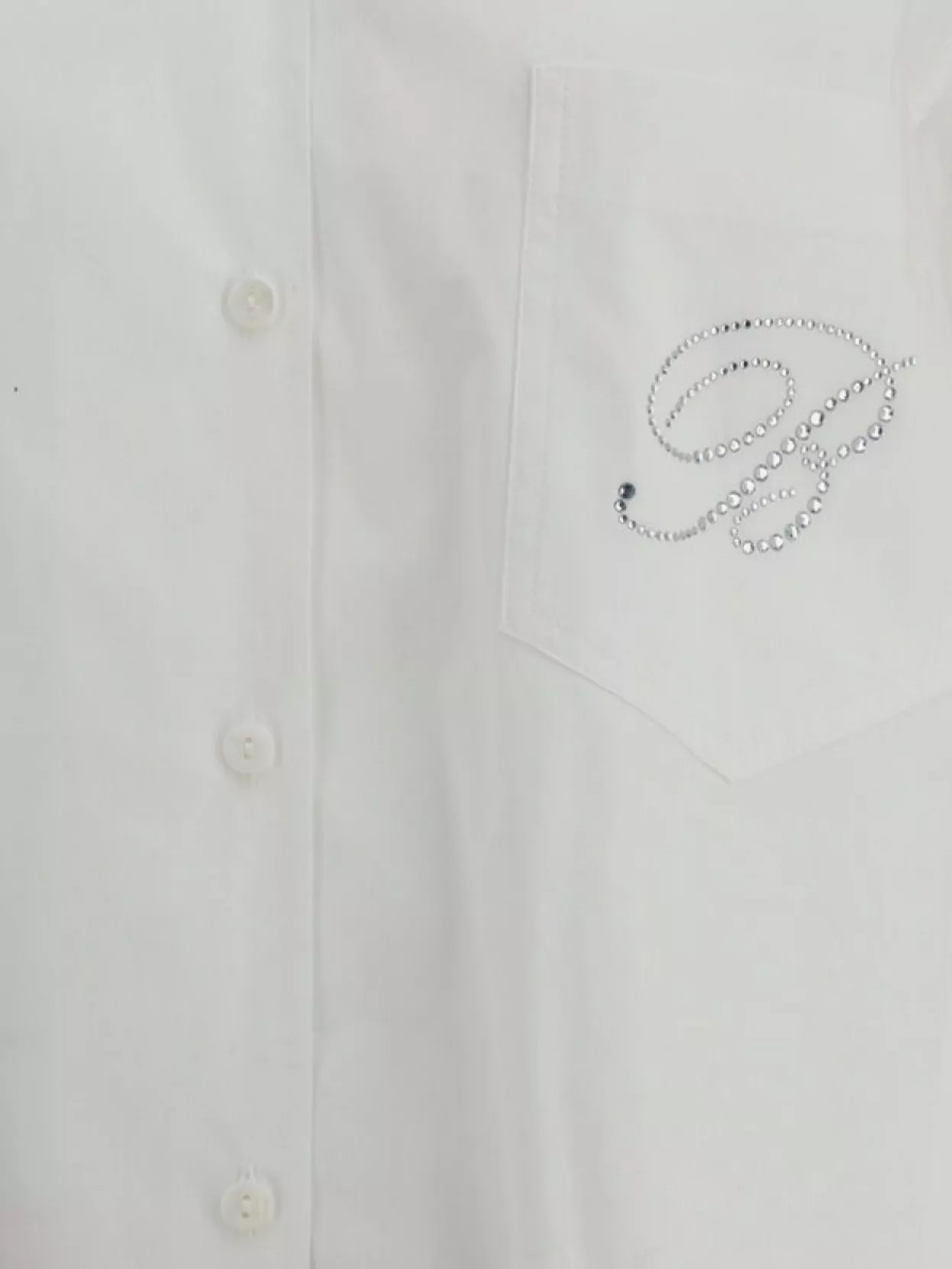 Blumarine Crystal Logo French Collar Shirt