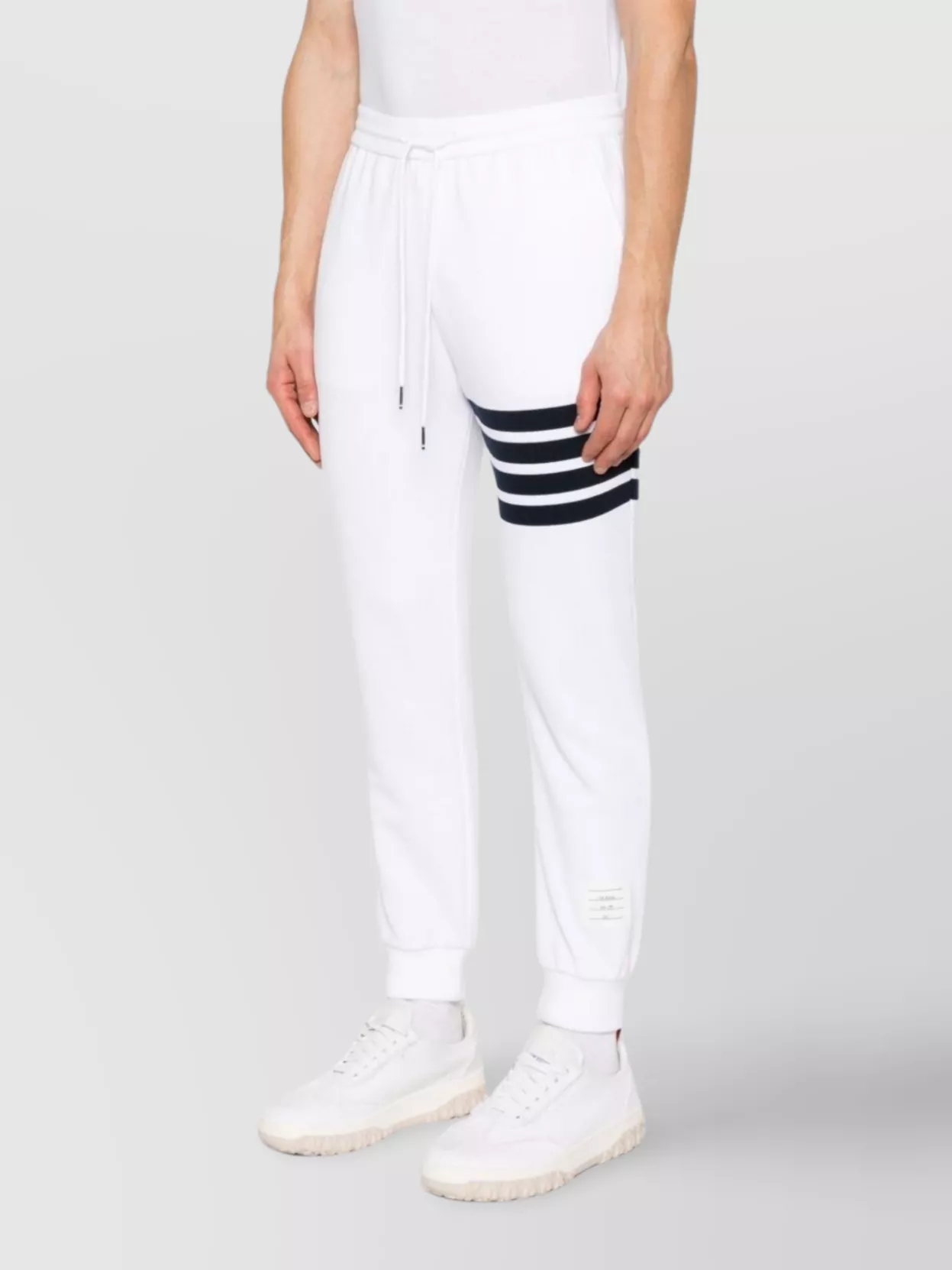 Thom Browne Cotton Sweatpants With Signature Stripe Detail In White