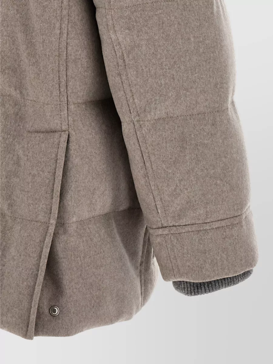 Brunello Cucinelli Wool Flannel Quilted Padded Coat
