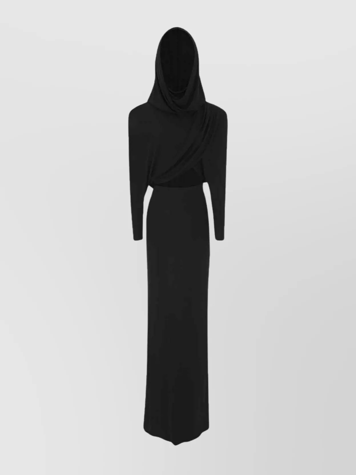 Saint Laurent Draped Knee Length Dress With Long Sleeves