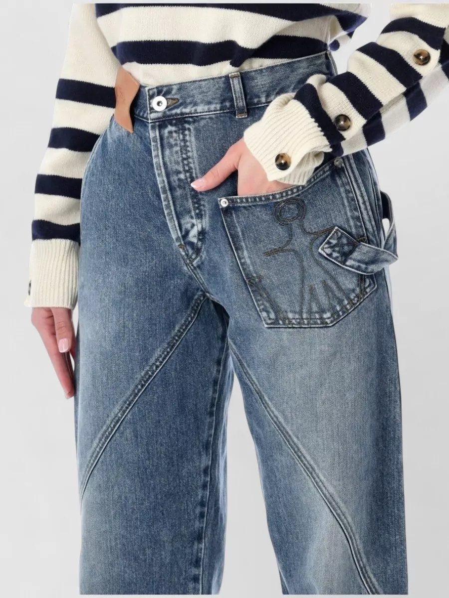 Jw Anderson Twisted Seam Wide-leg Workwear Trousers In Blue