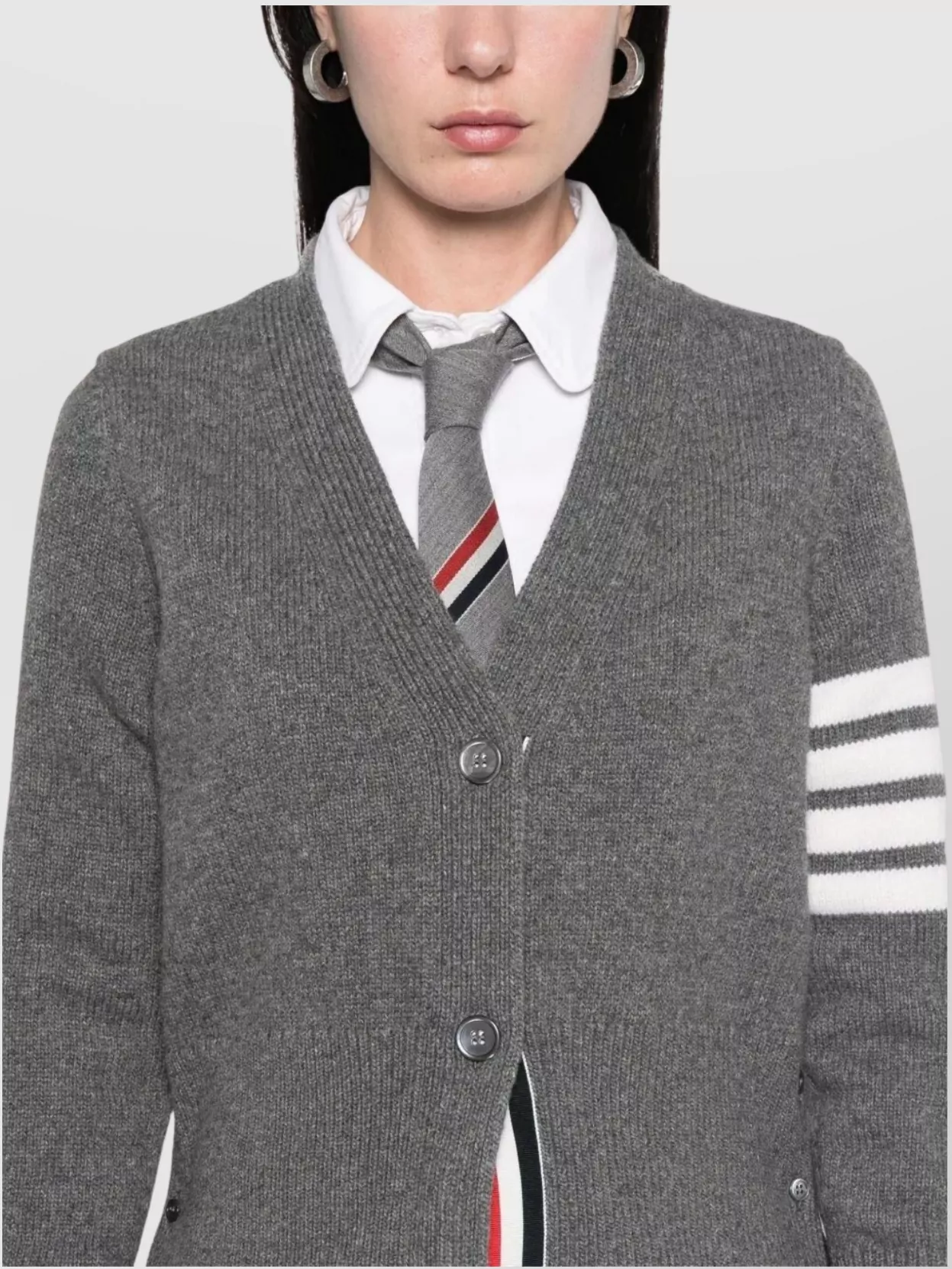 Thom Browne Geese Intarsia Boxy V Neck Cardigan