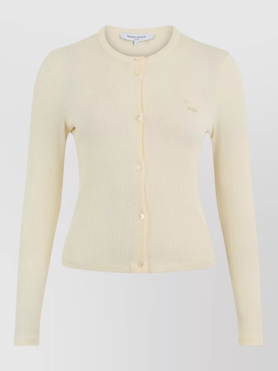 Maison Kitsuné ribbed long-sleeve crew-neck cardigan