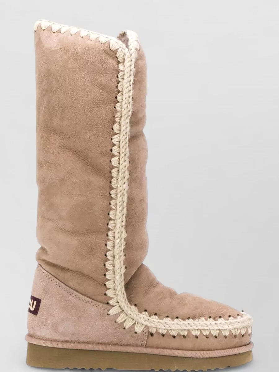 Mou Leather Shearling Slippers