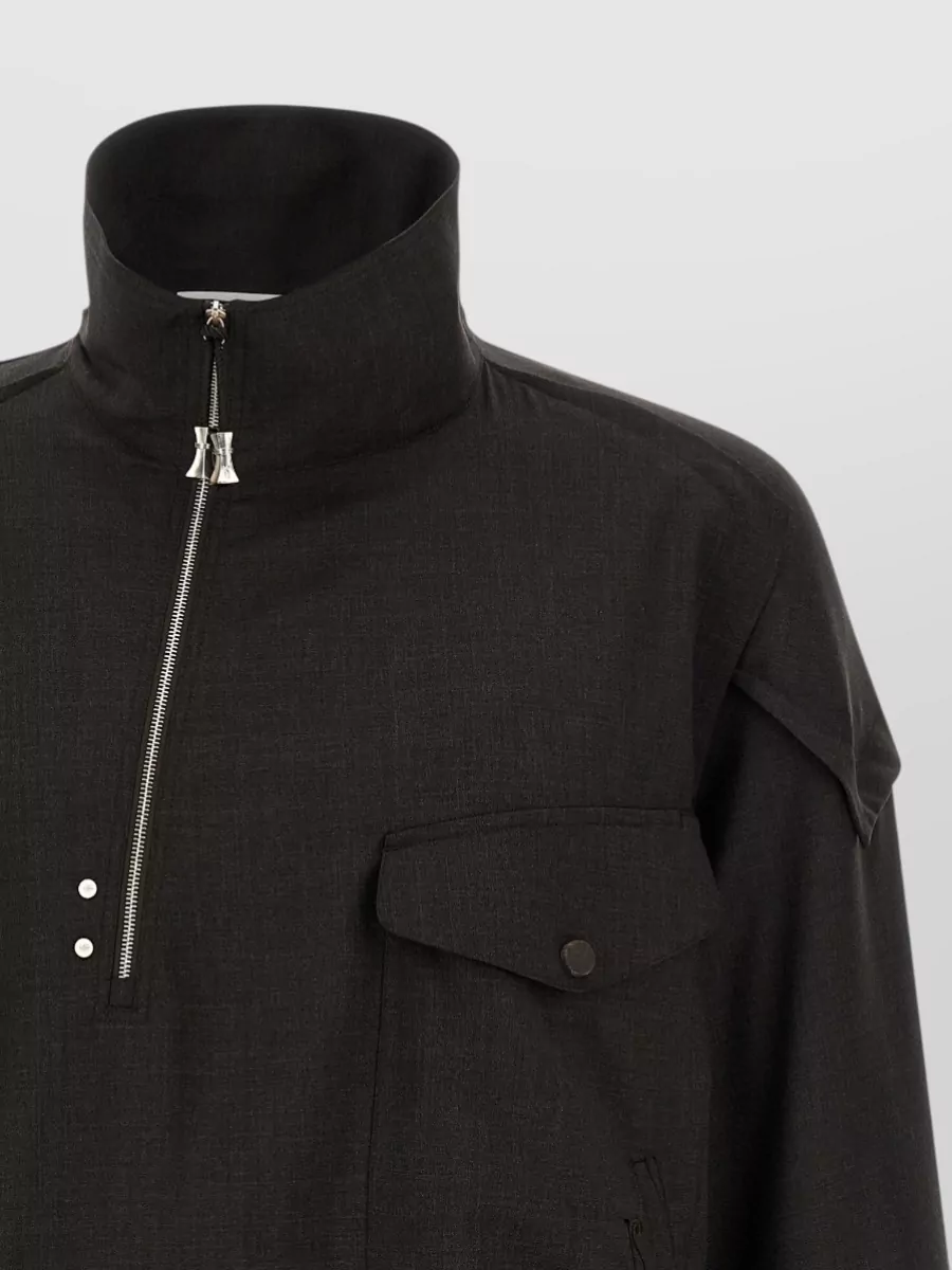 Kiko Kostadinov Virgin Wool Asymmetric Crater Neck Lightweight Jacket