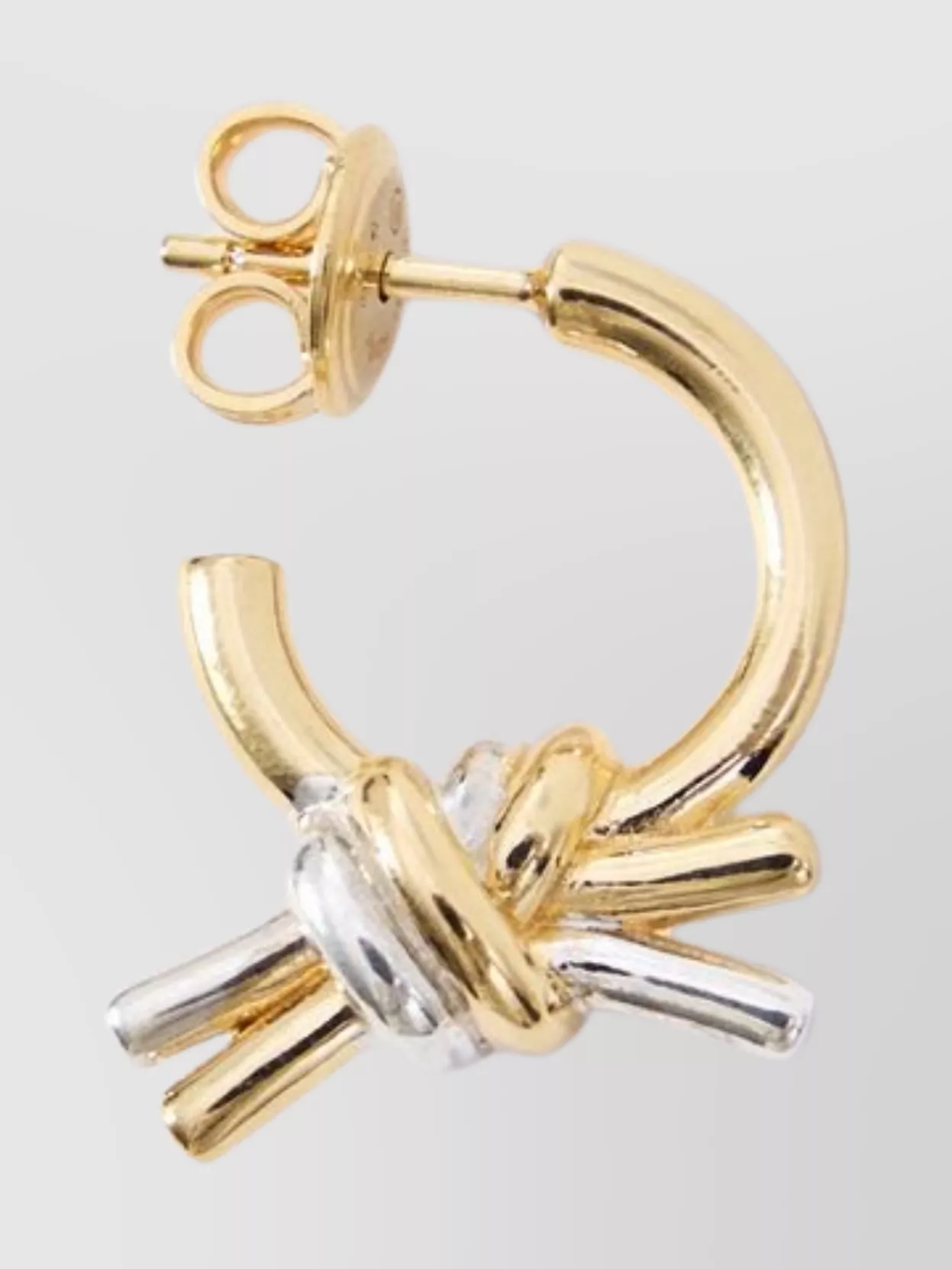 Bottega Veneta Knotted Hoop Earrings In Mixed Metals In Gold
