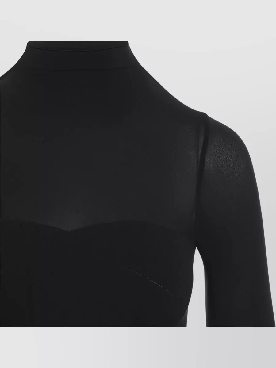 Wolford Semi-Sheer Wrap Long-Sleeve Bodysuit