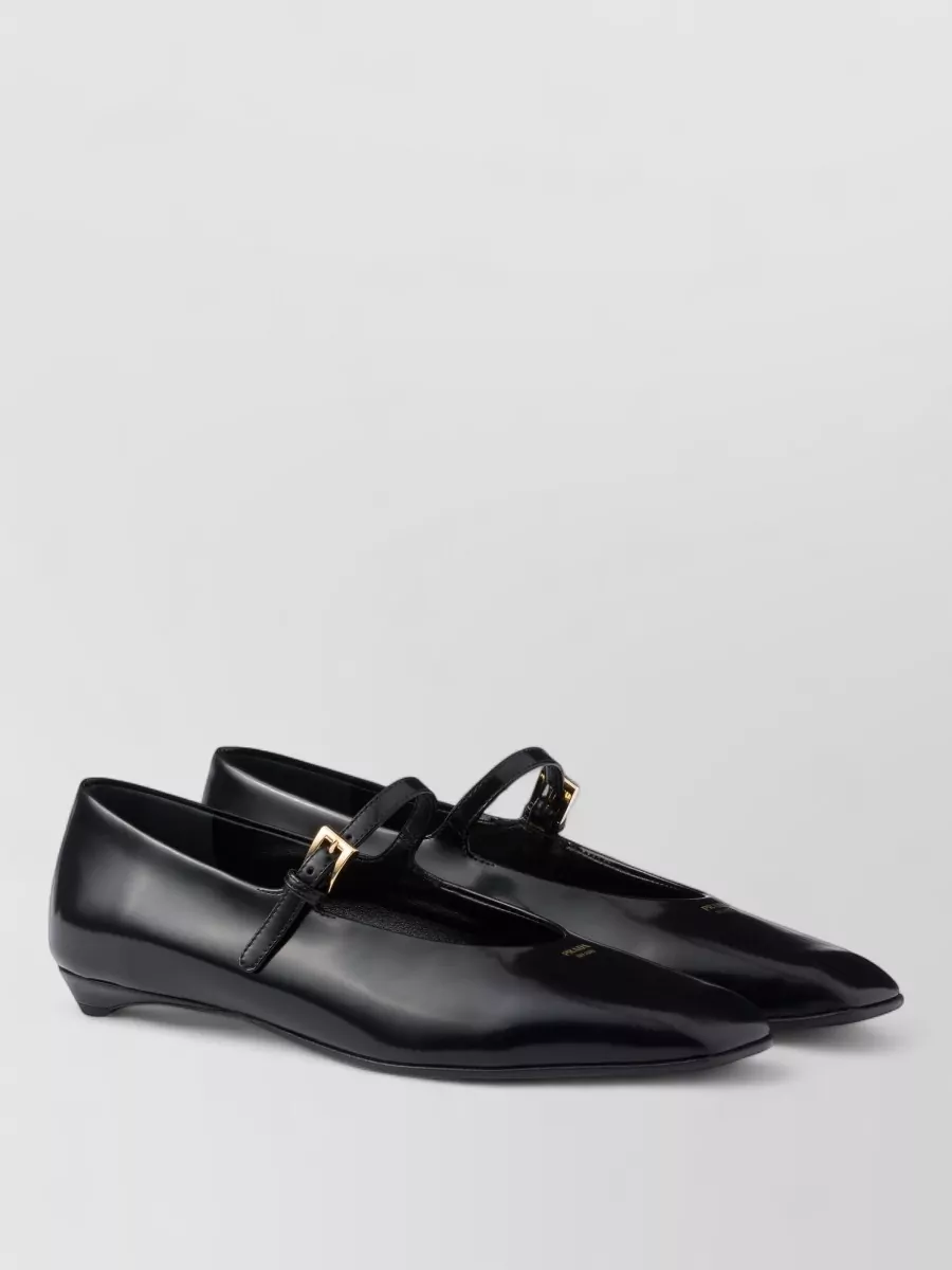 Prada Leather Mary Jane Ballerina Shoes