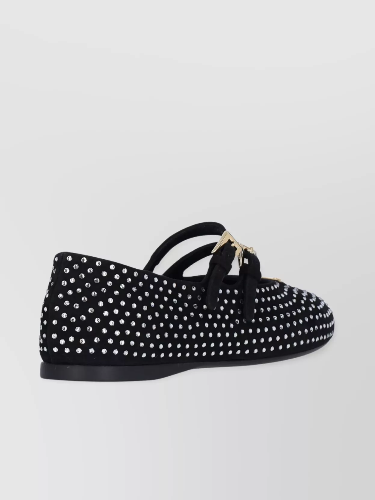 Prada Dotted Round Toe Ballerina Flats In Black