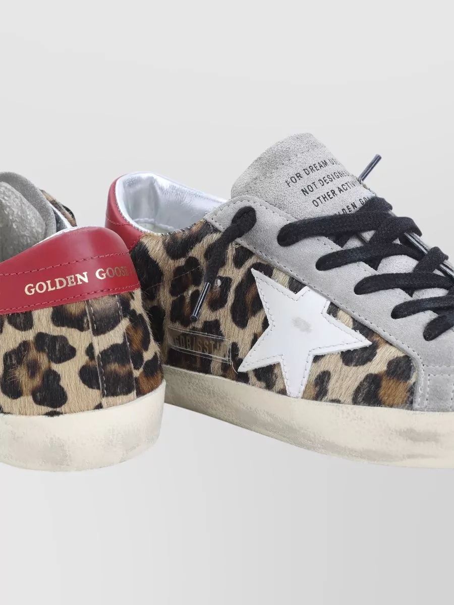 Golden Goose Superstar Sneakers Contrast Heel Leopard Star