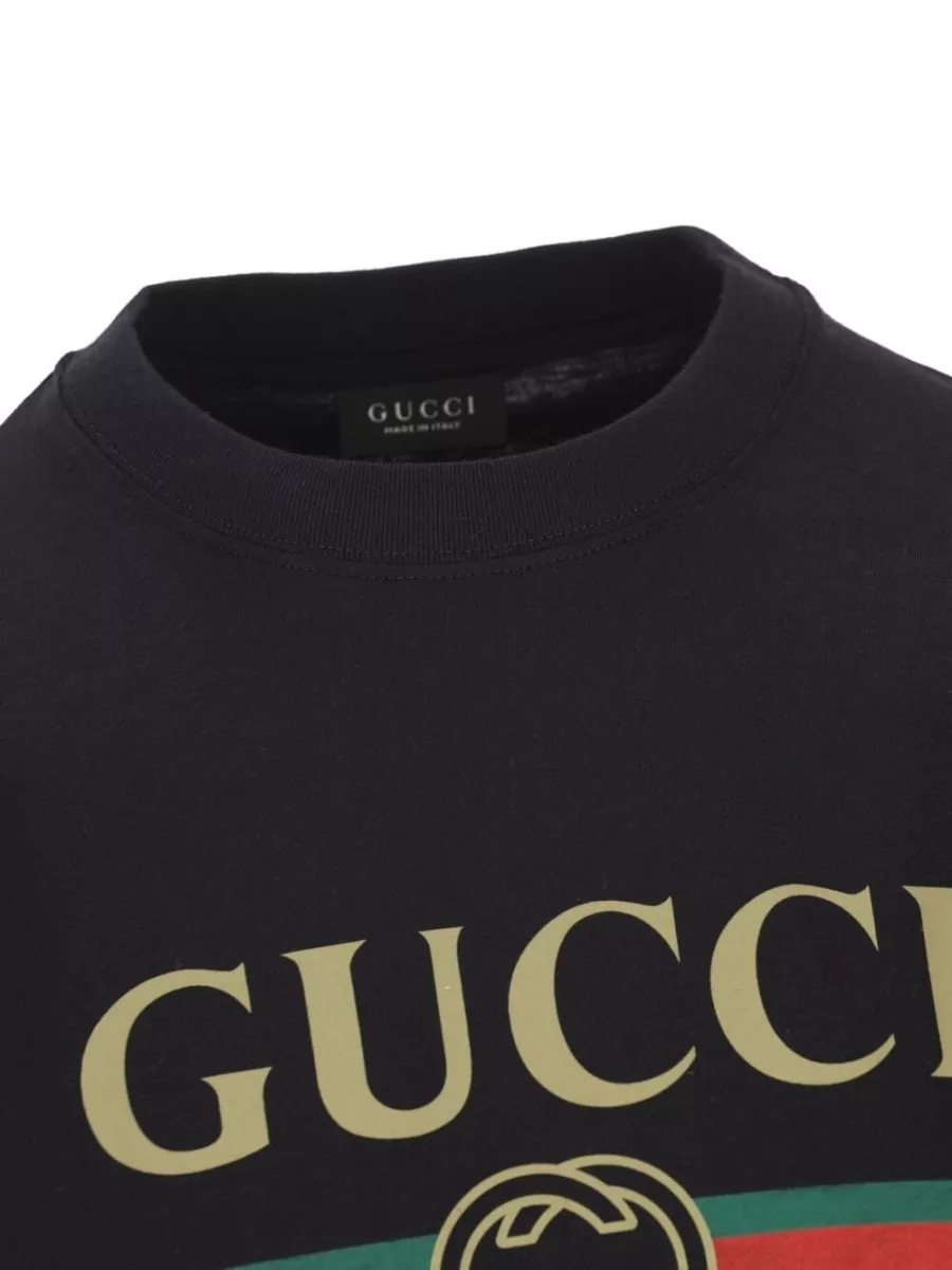 Gucci Cotton Logo T-Shirt Crew Neck Short Sleeves
