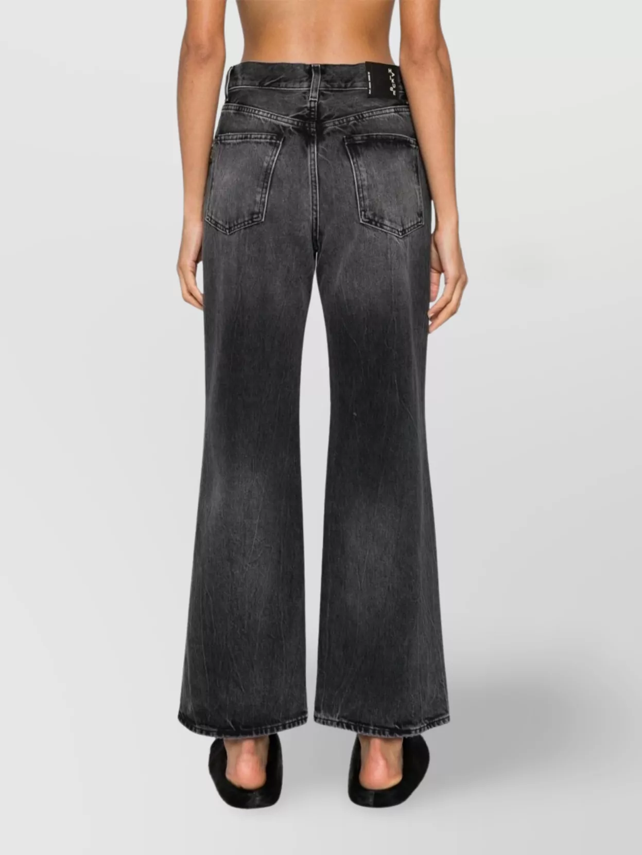 Shop Haikure Wide Leg Faded Denim Trousers