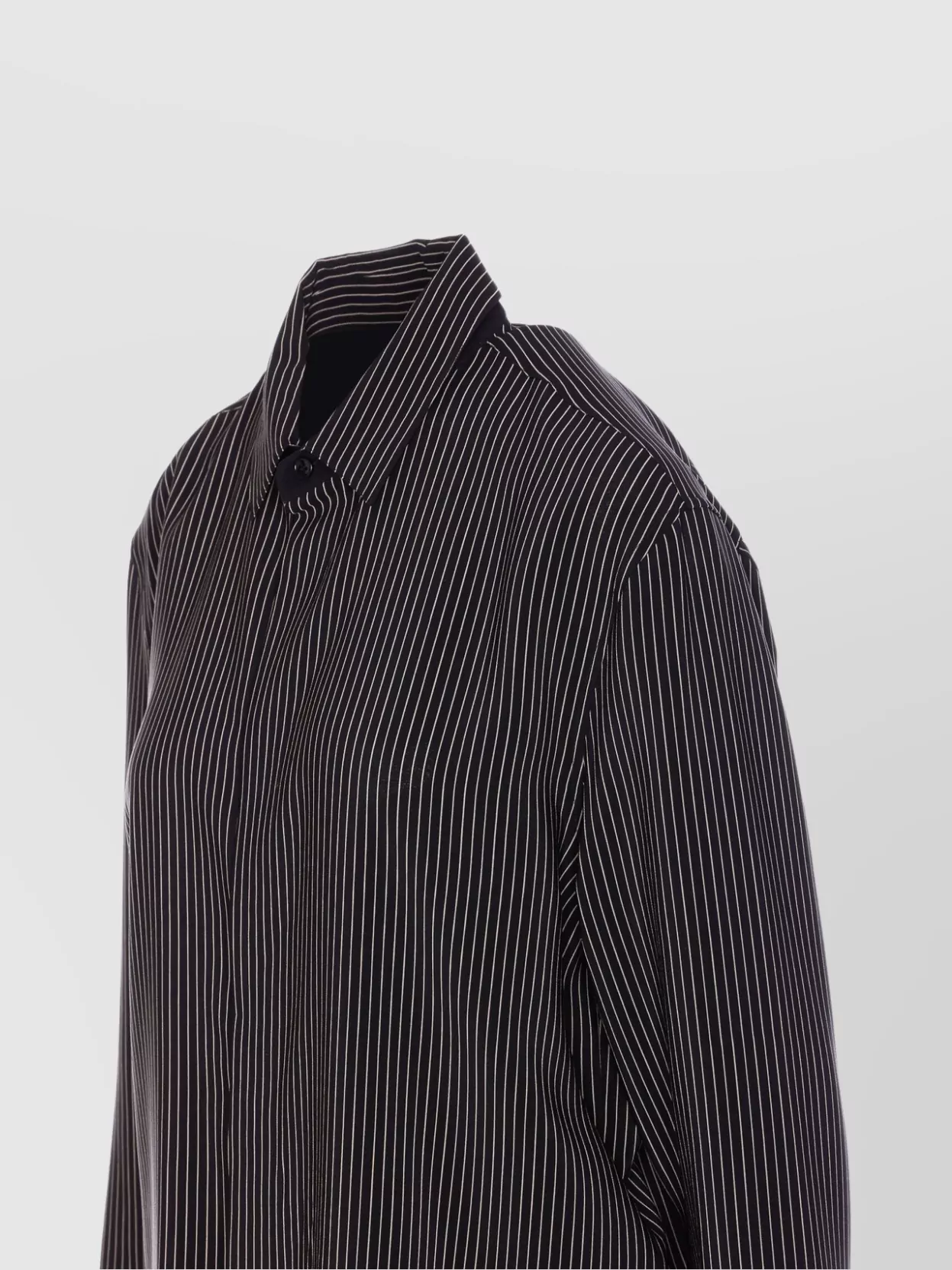 Saint Laurent Striped Long Sleeve Regular Collar Top