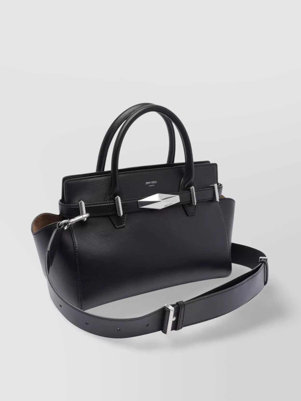 Jimmy Choo Diamond Belted Shoulder Bag With Top Handles