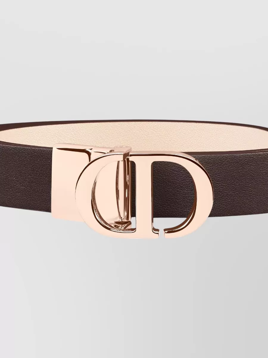 Dior Signature Belt Reversible Design Adjustable Length In Brown