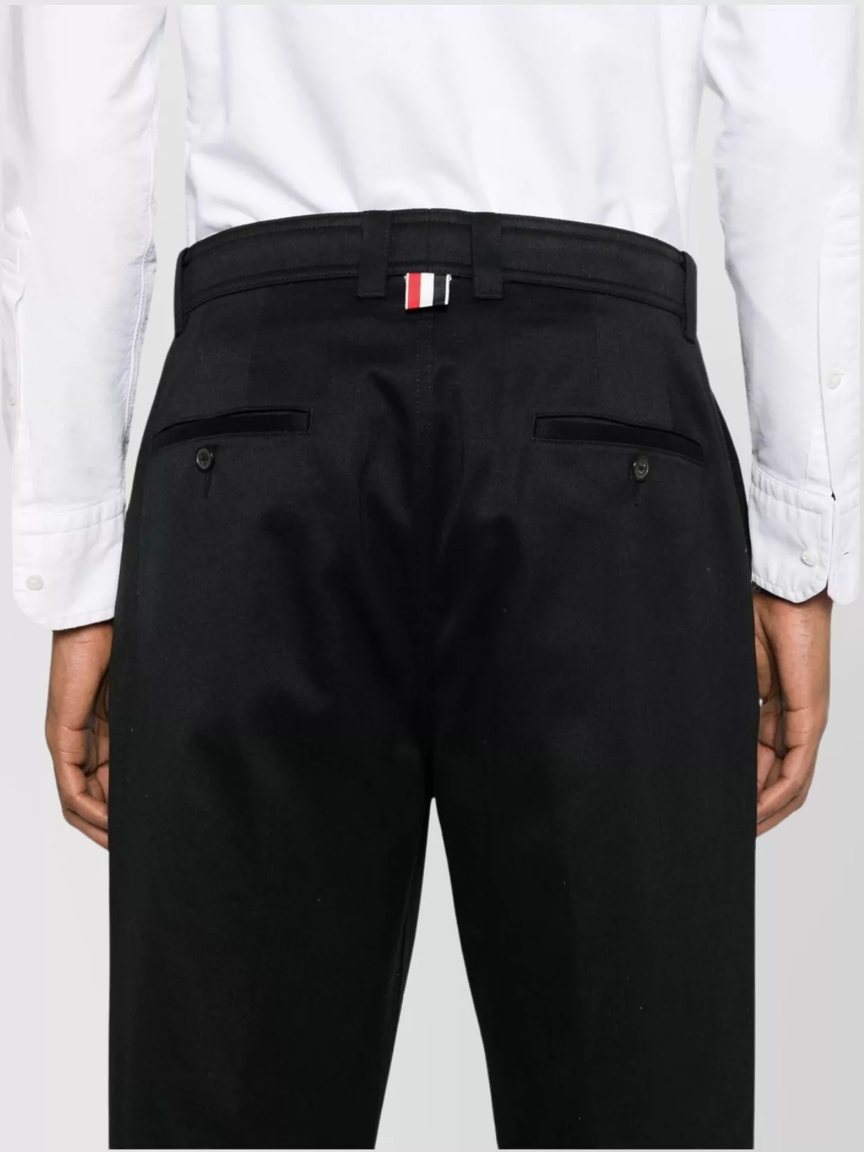 Thom Browne Mid-Rise Tapered Chinos With Belt Loops