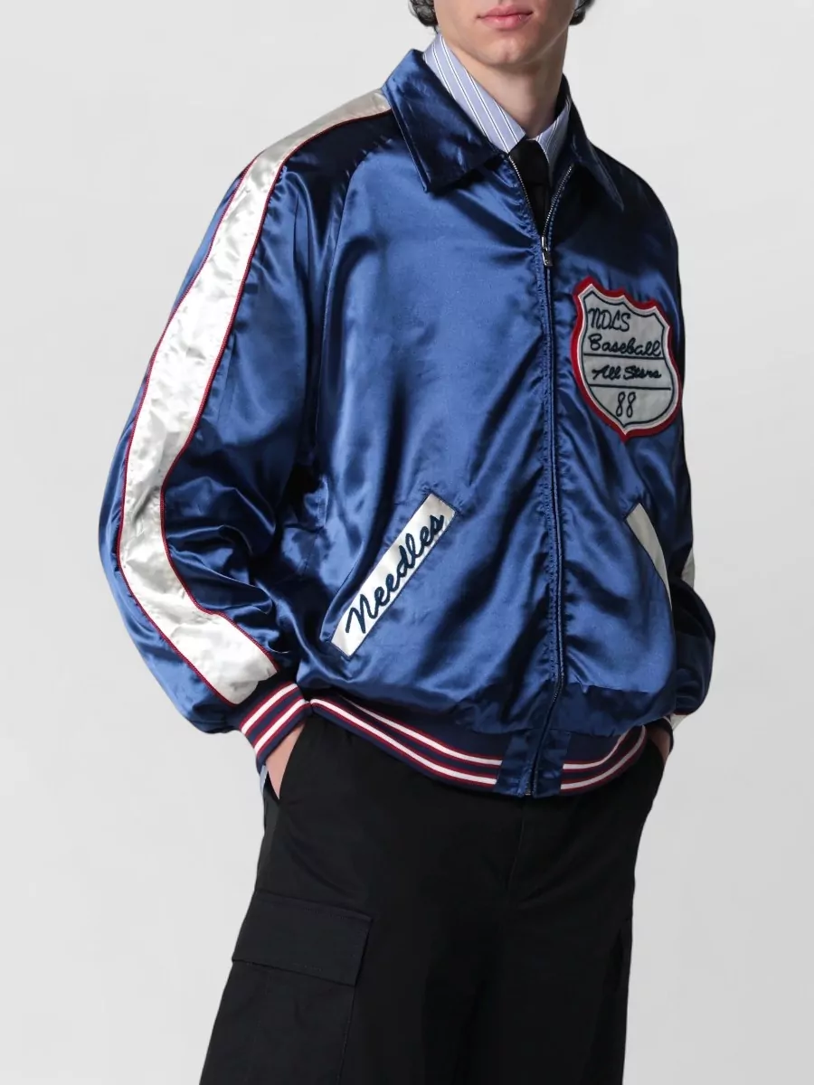 Needles polyester satin bomber jacket
