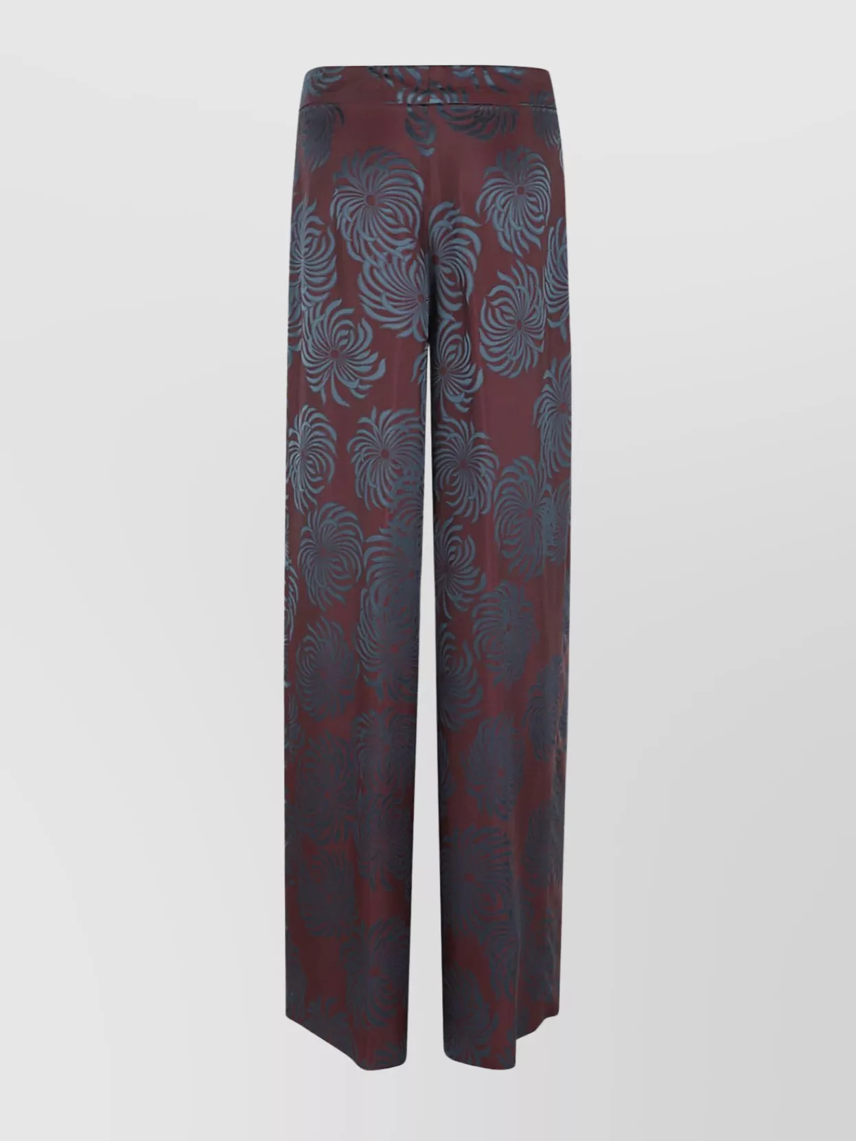 Dries Van Noten High Waist Floral Wide Leg Trousers In Burgundy