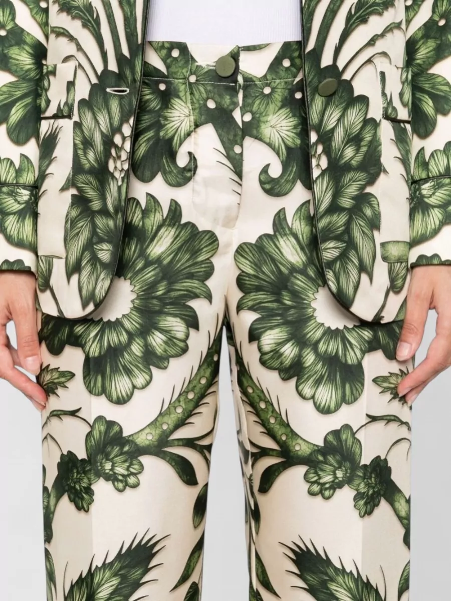 F.r.s For Restless Sleepers Silk Floral-Print High-Rise Wide-Leg Trousers