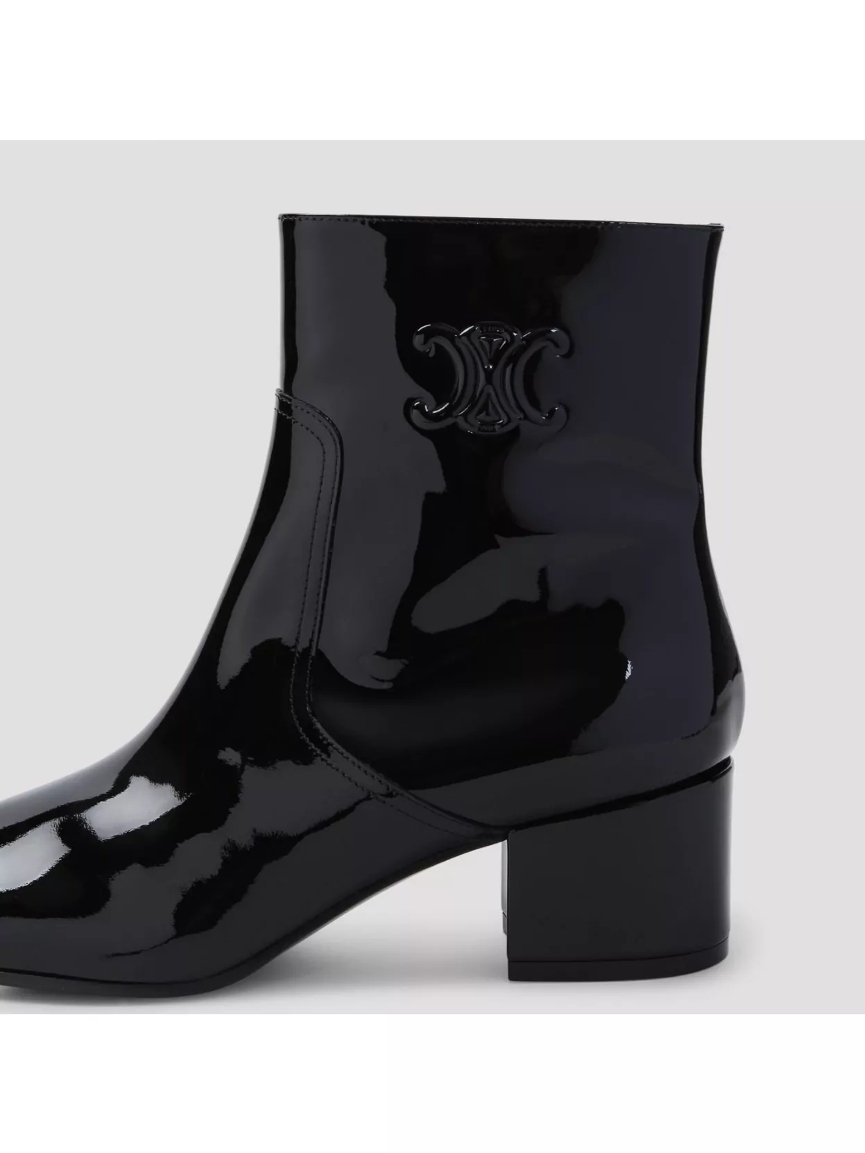 Celine Triumph Zippered Ankle Boots In Patent Leather