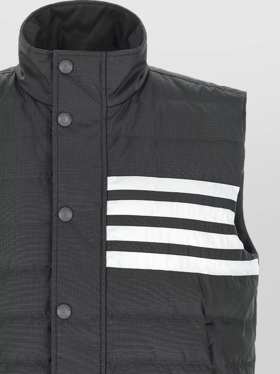 Thom Browne Striped Padded Vest High Collar Pockets