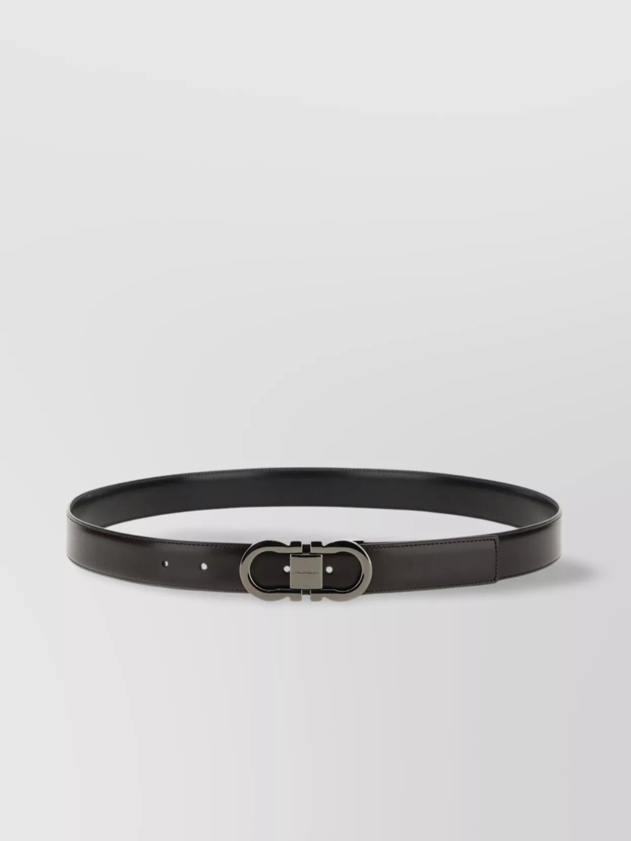 Ferragamo Reversible Belt Adjustable Length Smooth Finish Metal Buckle In Black