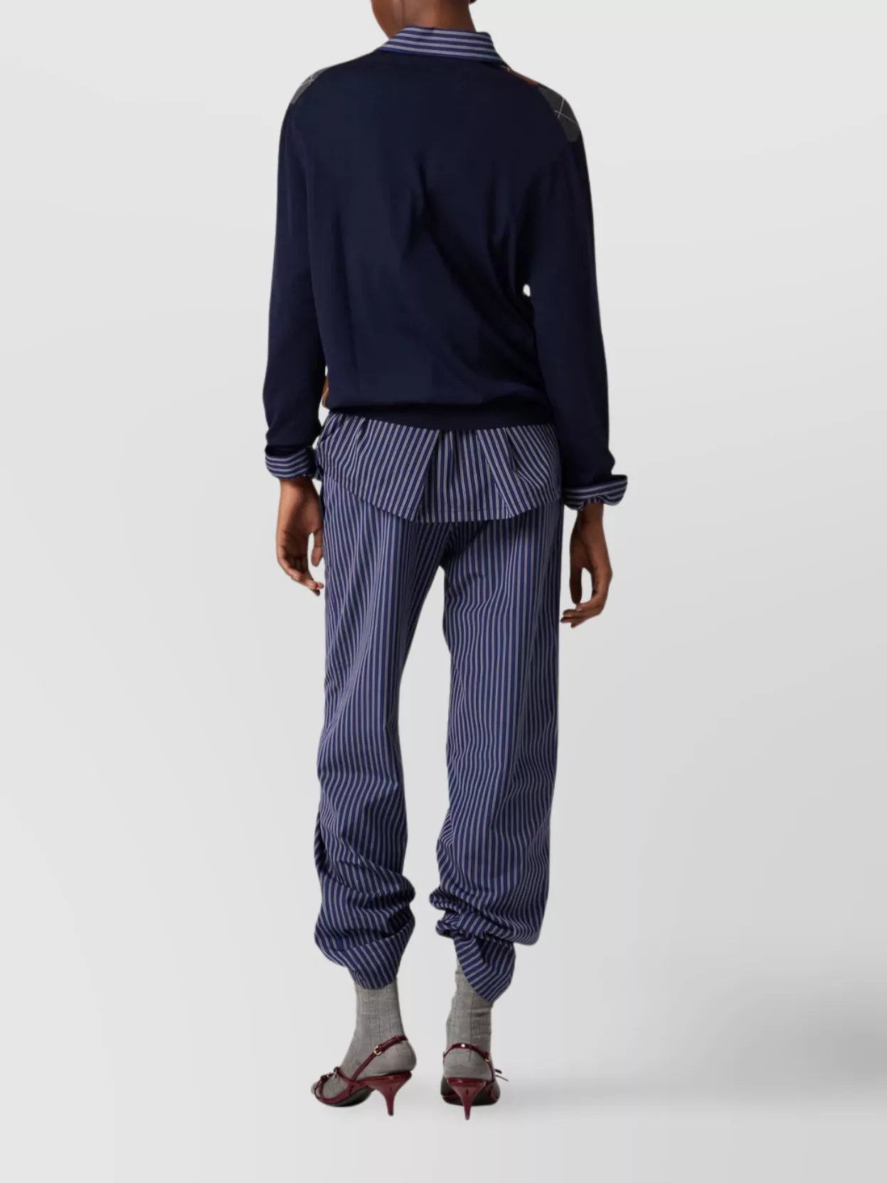 Miu Miu V-neck Wool Knitwear Argyle Pattern In Blue