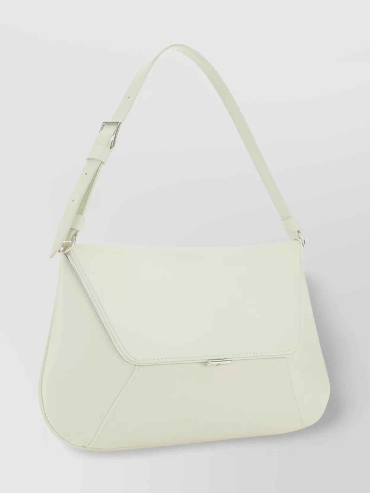 Amina Muaddi Geometric Design Calfskin Shoulder Bag In Neutral