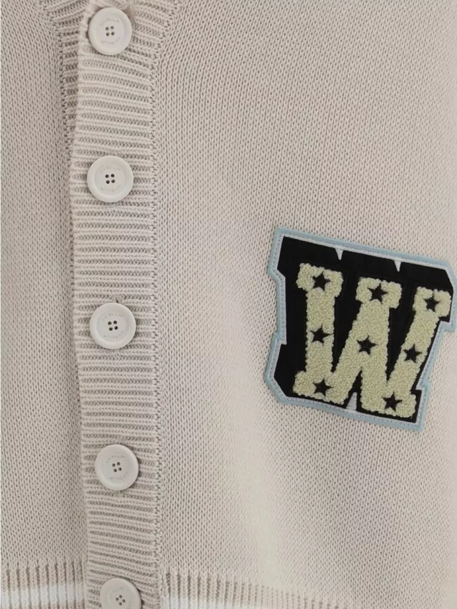 Off-White Cotton Varsity Cardigan