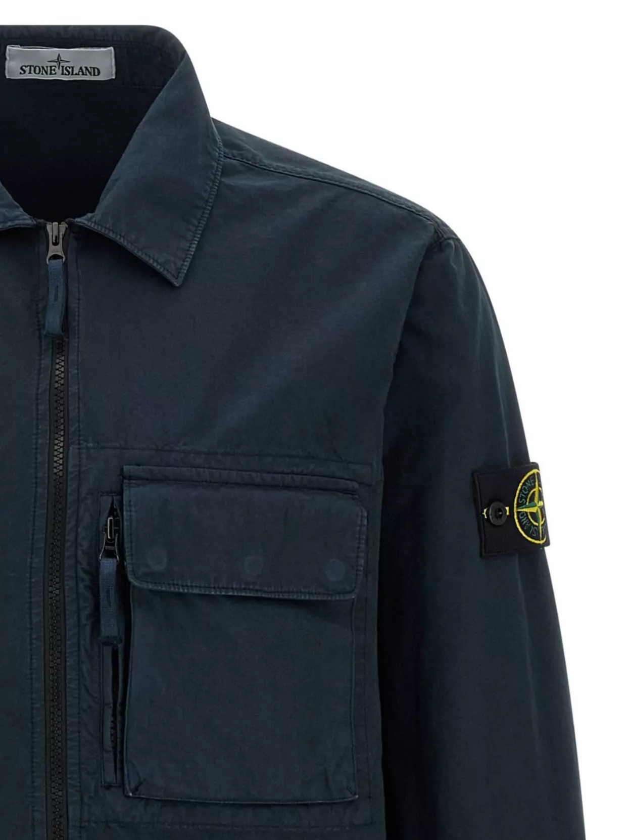 Stone Island Zip-fastening Patch-pocket Shirt Jacket In Blue