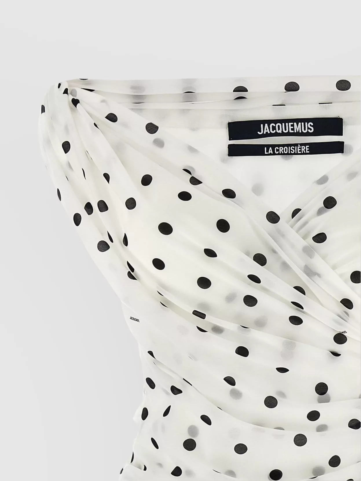 Shop Jacquemus 'rita' Polka Dot Draped Neckline Dress