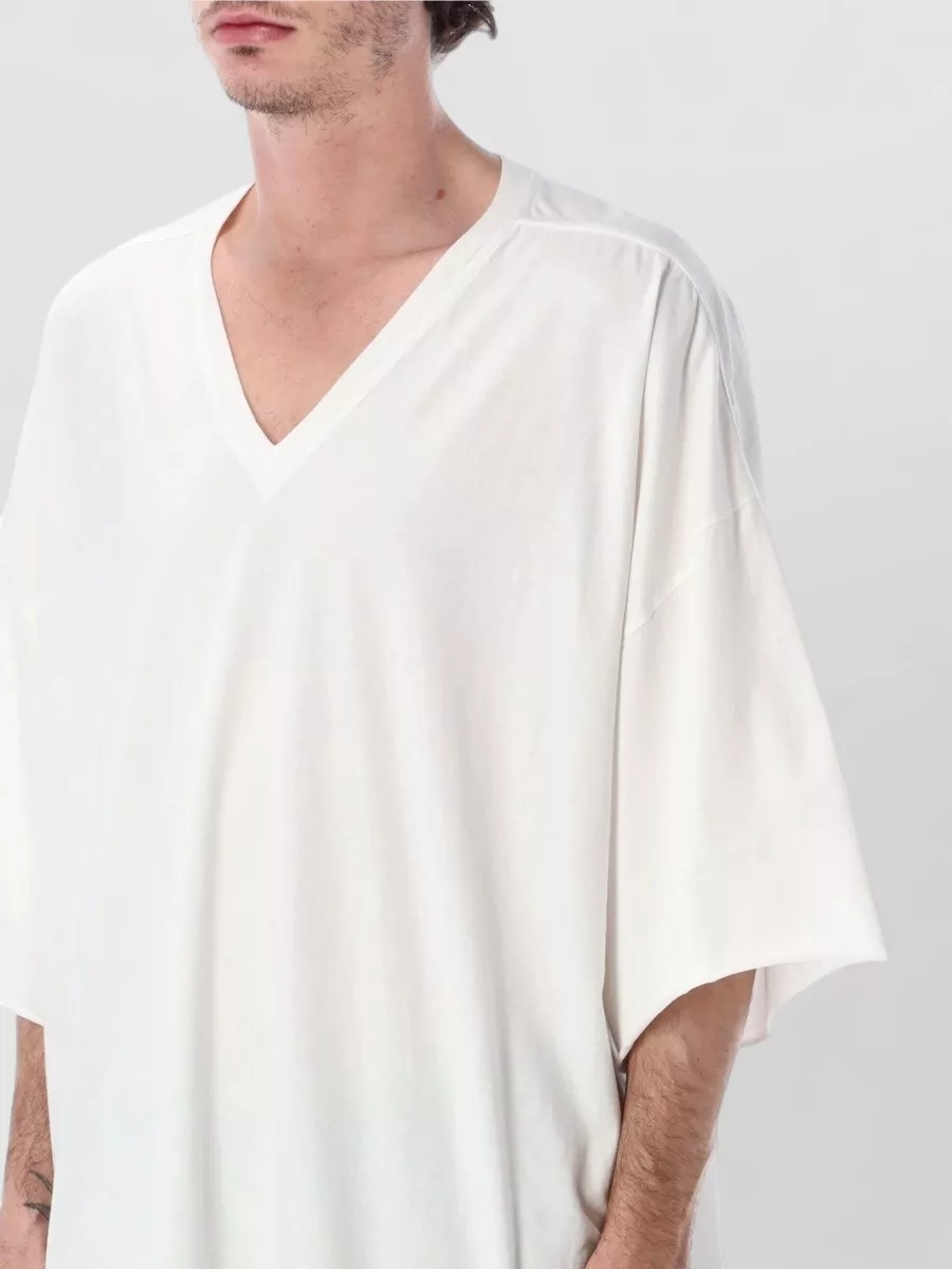 Rick Owens V Neck Oversized Jersey Hip Length T-Shirt