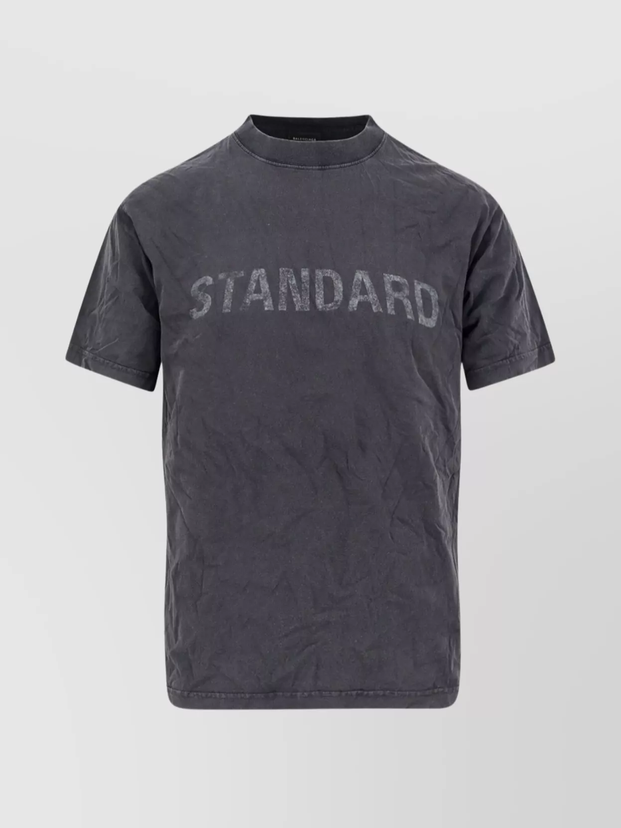 Balenciaga Black Crewneck T-shirt With Logo Print On The Front In Cotton Man In Gray