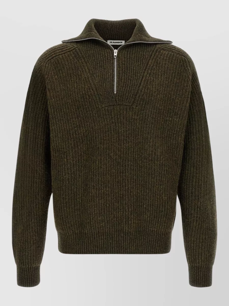 Jil Sander ribbed wool half-zip turtleneck sweater