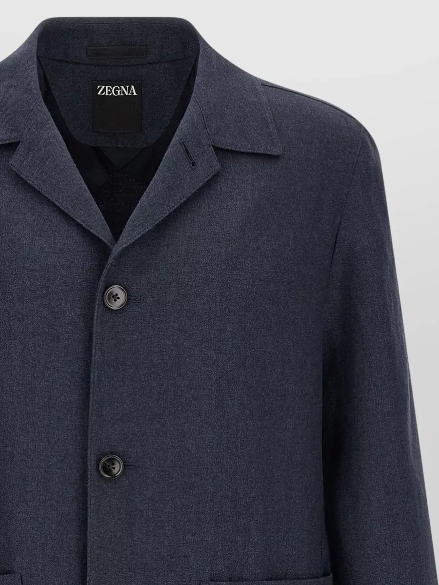Zegna Linen Blend Single Breasted Coat
