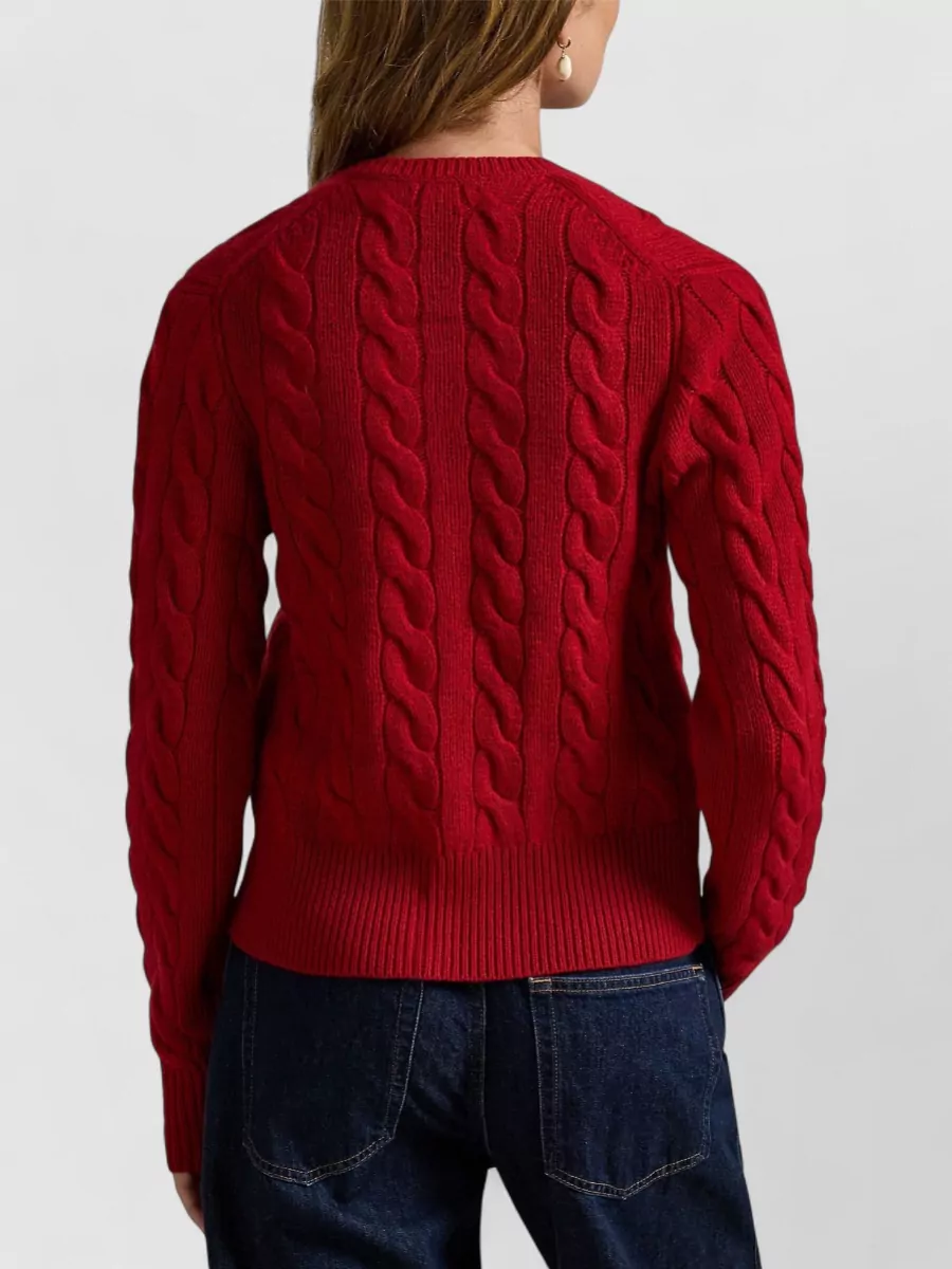 Ralph Lauren Cable Knit Cardigan Long Sleeves Ribbed Trims