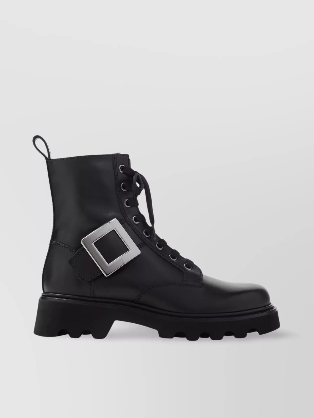 Roger Vivier Strap Buckle Leather Boots With Round Toe