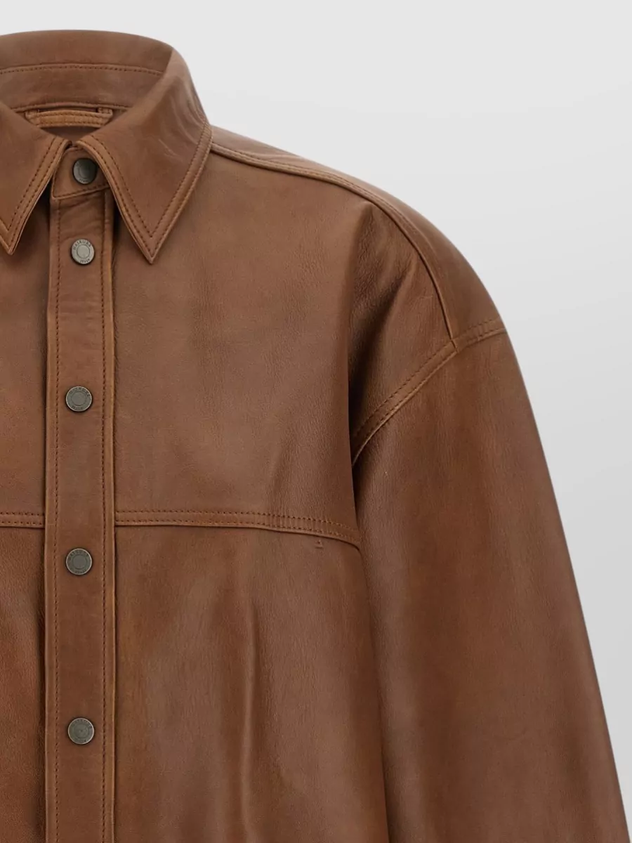 Haikure Leather Oversized Shirt Jacket