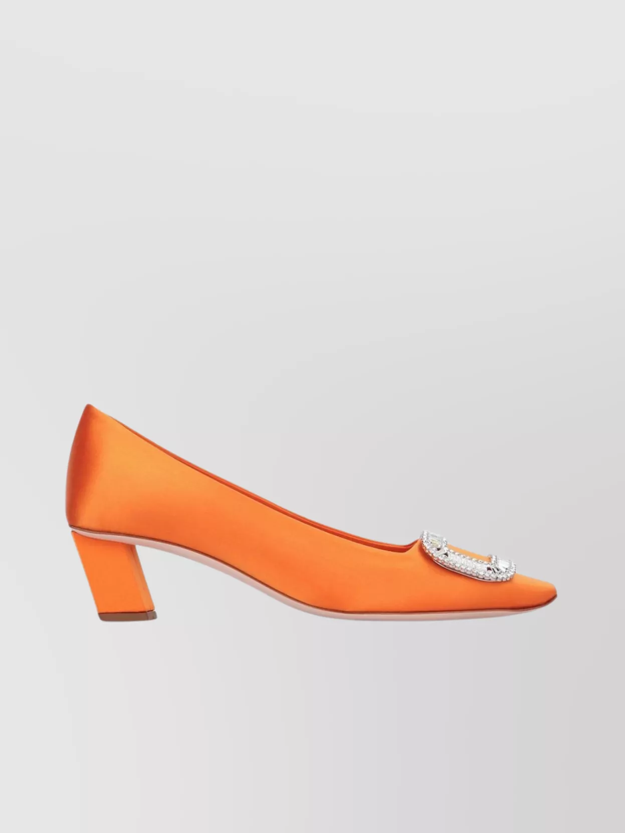 Roger Vivier Crystal Buckle Block Heel Pumps In Orange
